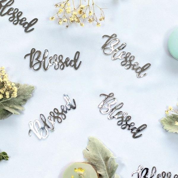 15 Pack Silver Blessed Jumbo Foil Confetti - The Base Warehouse