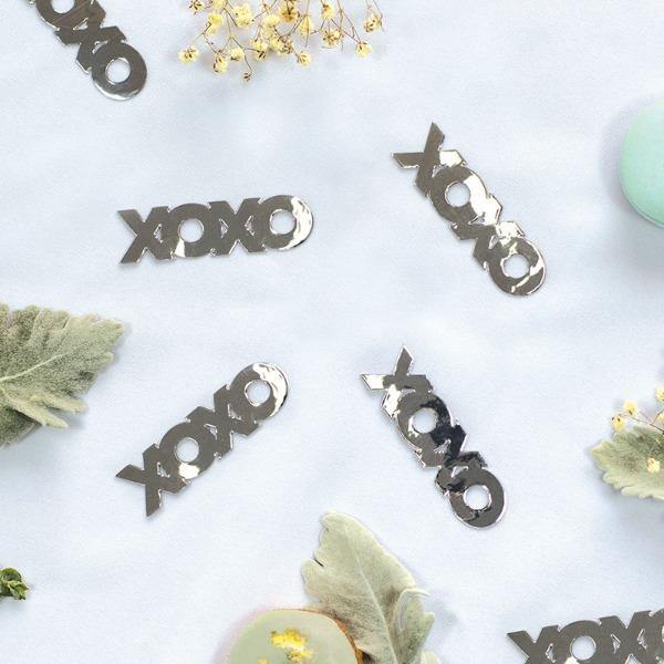 20 Pack Silver XOXO Jumbo Foil Confetti - The Base Warehouse