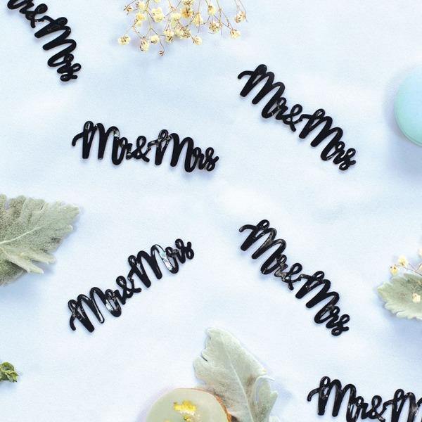 15 Pack Black Mr & Mrs Jumbo Foil Confetti - The Base Warehouse