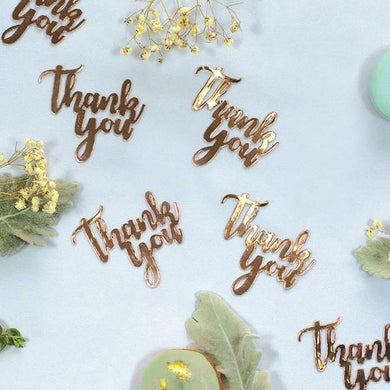 15 Pack Rose Gold Thank You Jumbo Foil Confetti - The Base Warehouse
