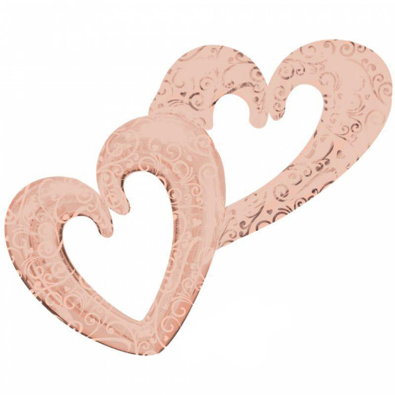 Interlocking Hearts Rose Gold Foil Balloon - 134cm x 91cm