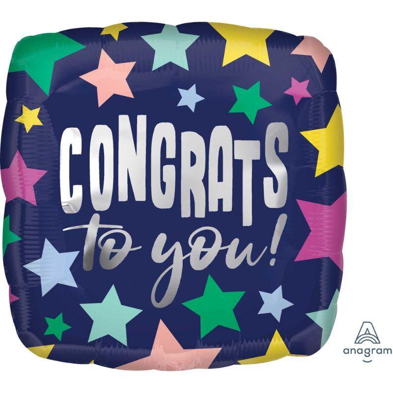 Congrats to you Stars on Navy Foil Balloon - 45cm