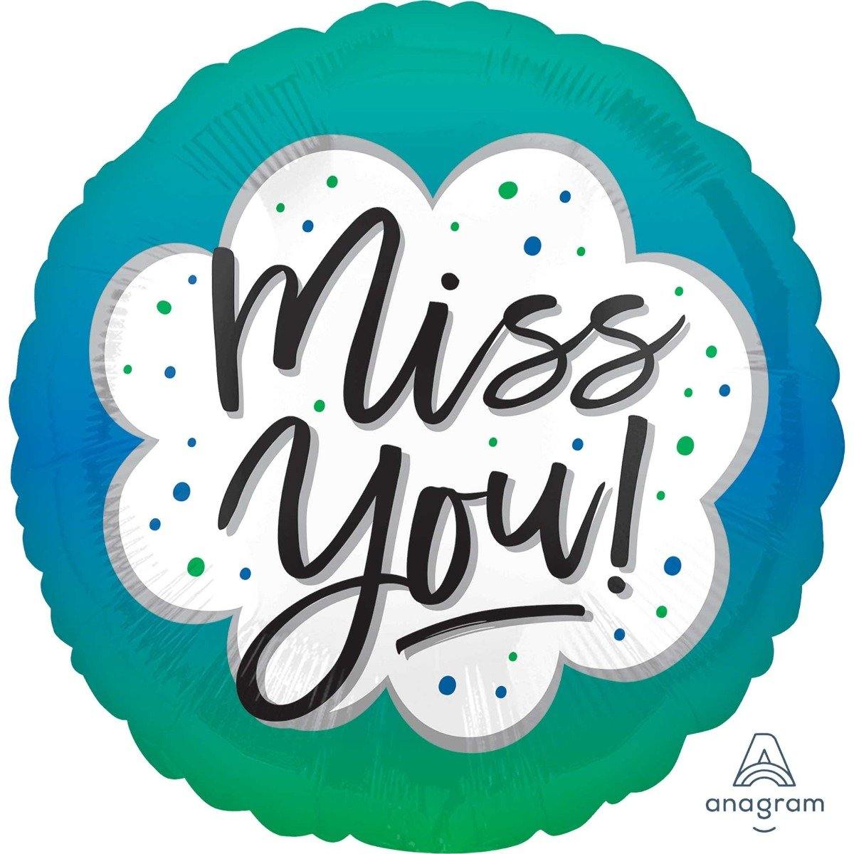 Miss You Ombre Round Foil Balloon - 45cm - The Base Warehouse