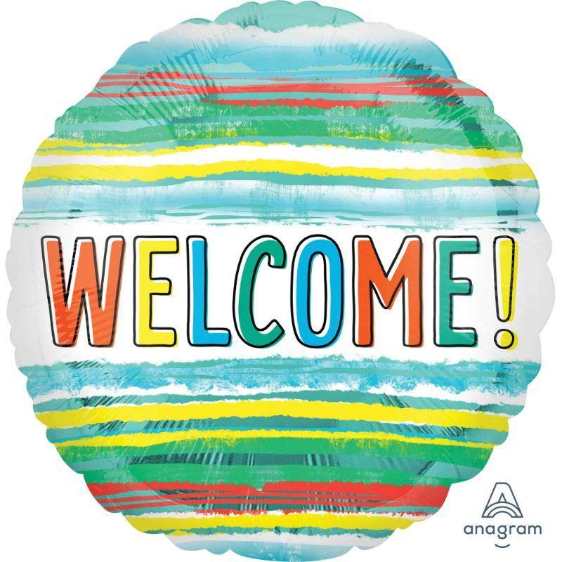 Welcome Watercolor Stripes Foil Balloon - 45cm