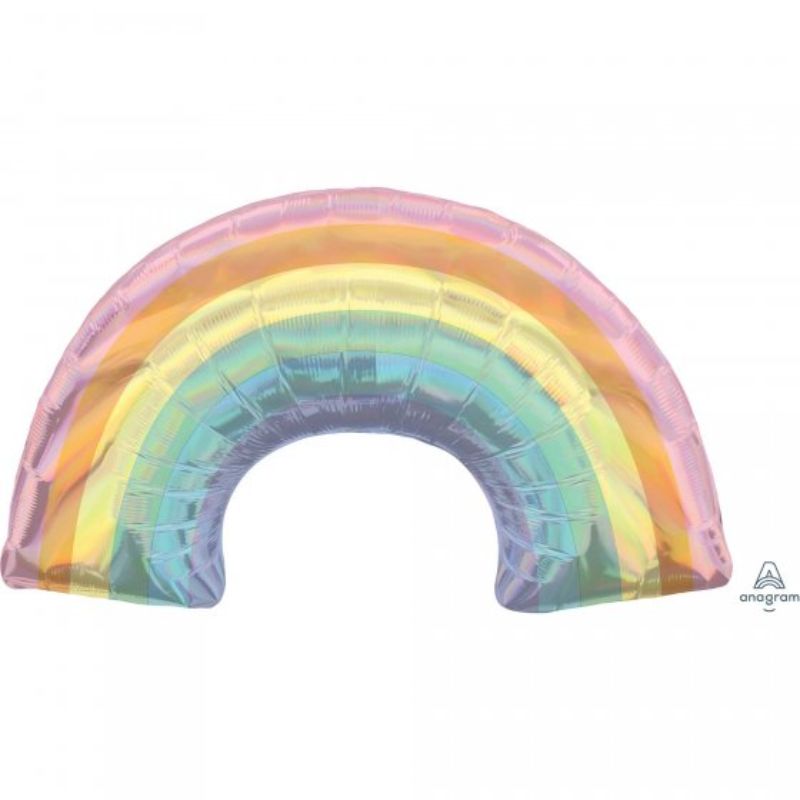 SuperShape Holographic Iridescent Pastel Rainbow Foil Balloon - 86cm x 48cm