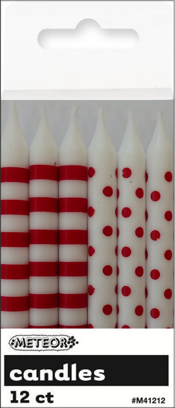12 Pack Ruby Red Dots & Stripes Candles