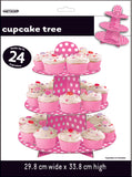 Load image into Gallery viewer, 3-Tier Hot Pink Dots Cupcake Tree - 30cm x 34cm
