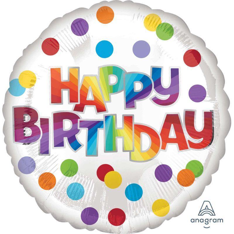 Happy Birthday Dots of Colour Foil Balloon - 45cm - The Base Warehouse