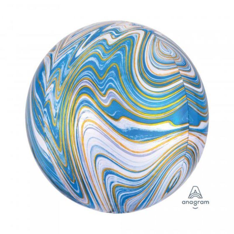 Orbz Blue Marblez Foil Balloon - 38cm x 40cm - The Base Warehouse