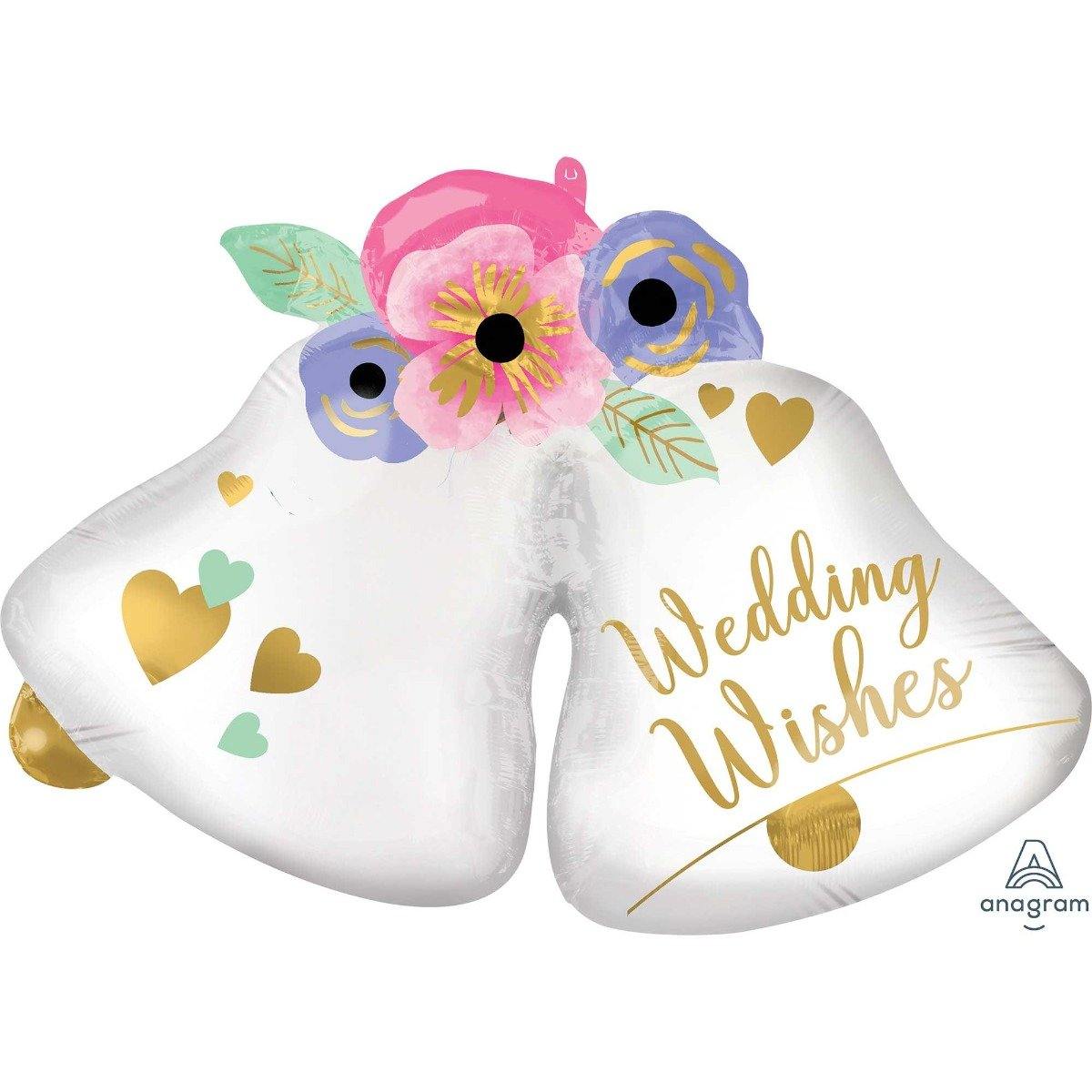 SuperShape Wedding Bells Foil Balloon - 83cm x 60cm - The Base Warehouse