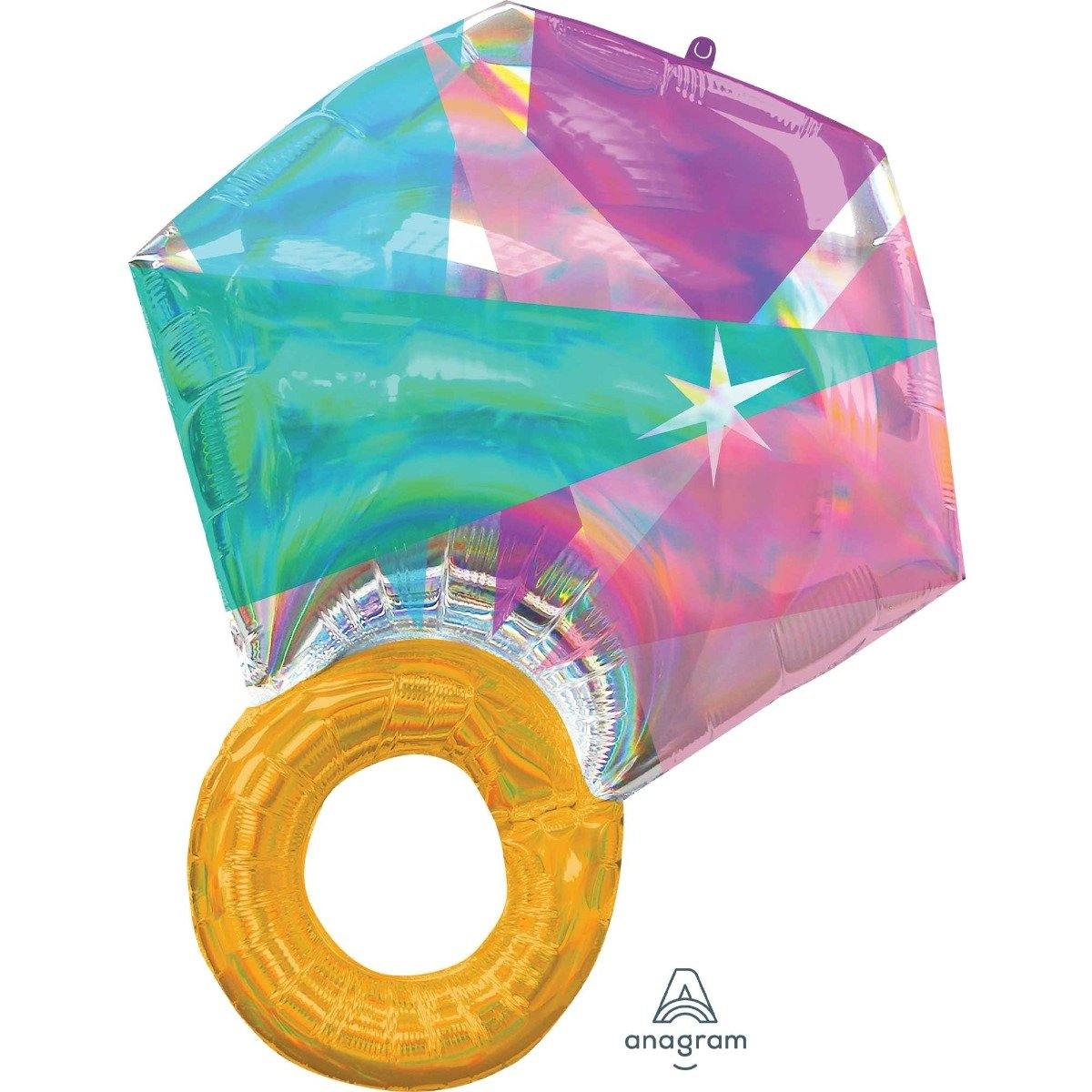 SuperShape Holographic Iridescent Wedding Ring Foil Balloon - The Base Warehouse