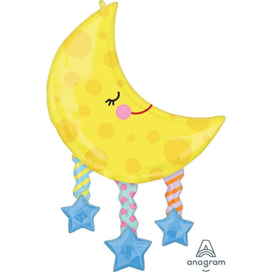 SuperShape Moon and Star Foil Balloon - 63cm x 96cm - The Base Warehouse