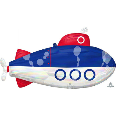 SuperShape Holographic Iridescent Submarine Foil Balloon - 86cm x 48cm - The Base Warehouse