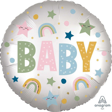 Natural Baby Satin Infused Round Foil Balloon - 45cm - The Base Warehouse