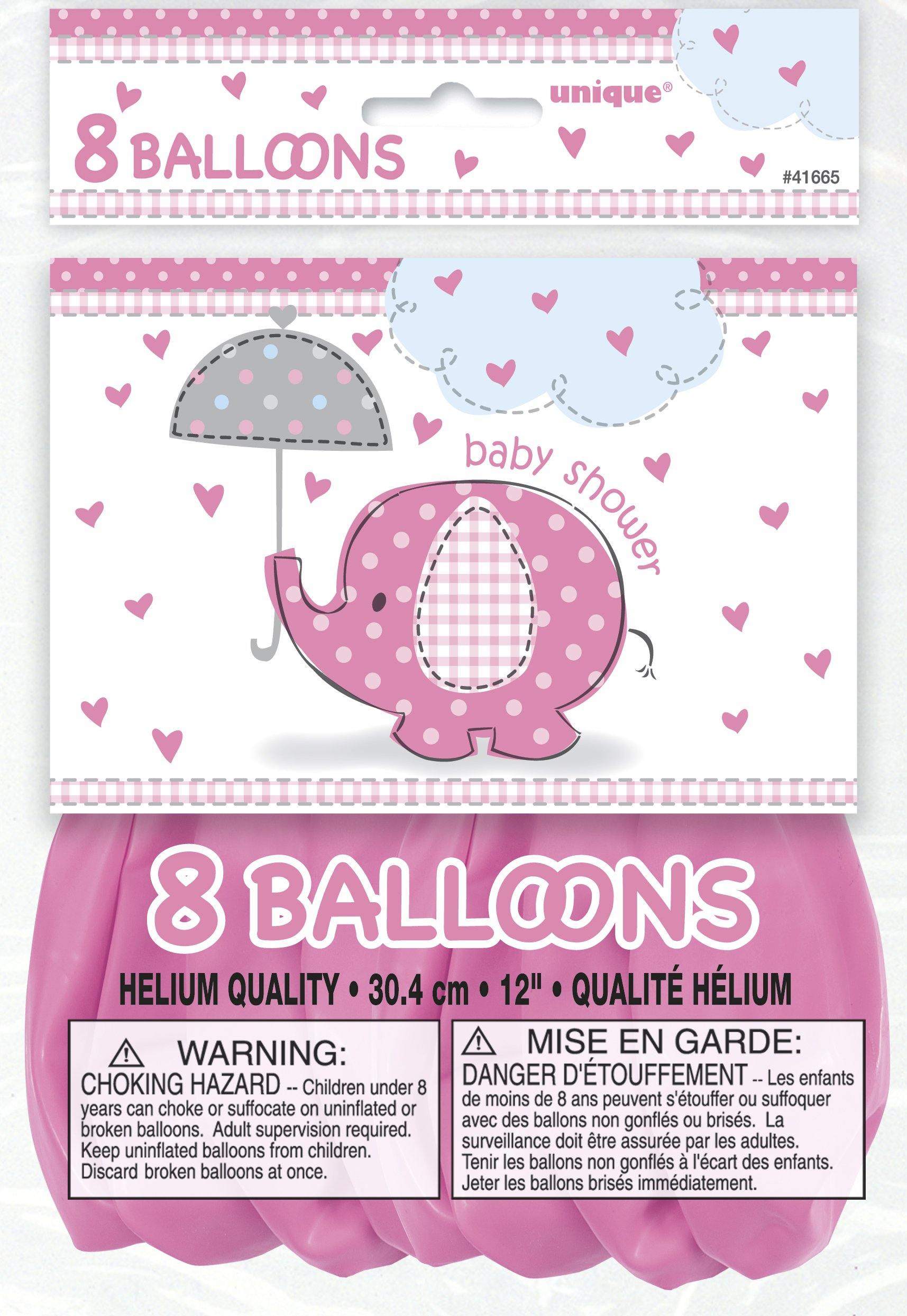 8 Pack Pink Umbrellaphants Latex Balloons - 30cm - The Base Warehouse