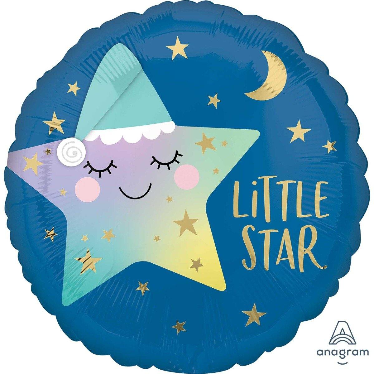 Sleepy Little Star Round Foil Balloon - 45cm - The Base Warehouse