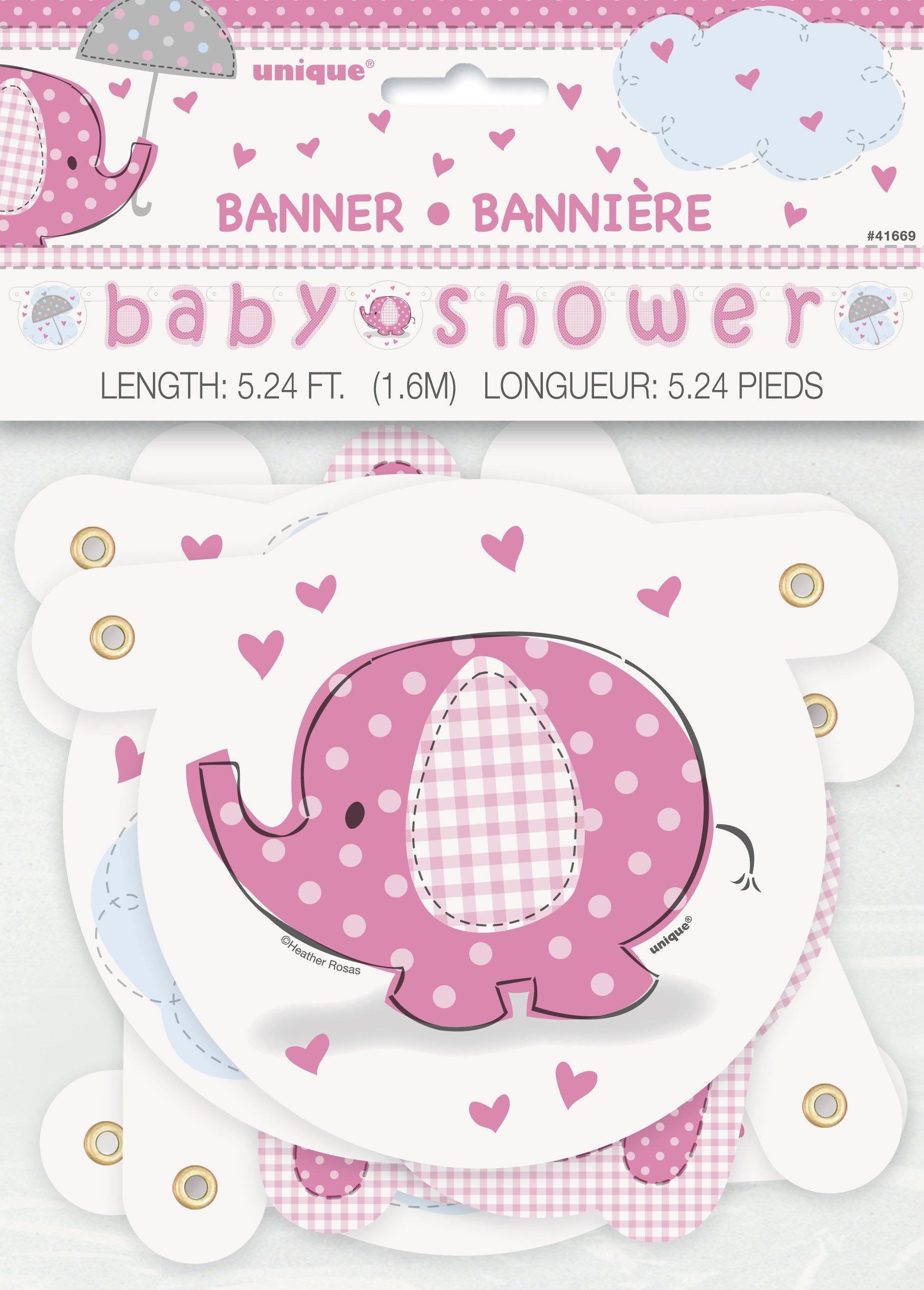 Pink Umbrellaphants Baby Shower Jointed Banner - 1.6m