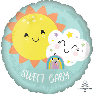 Sweet Baby Rainbow Round Foil Balloon - 45cm - The Base Warehouse