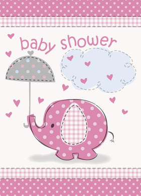8 Pack Pink Umbrellaphants Baby Shower Invitations - The Base Warehouse