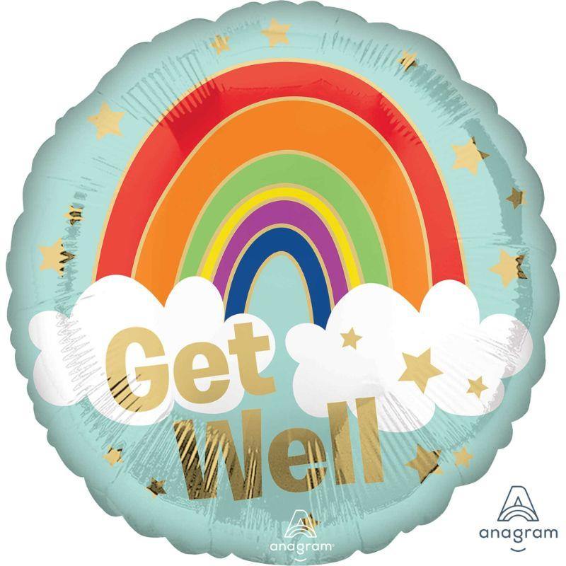 Get Well Golden Rainbow Foil Balloon - 45cm