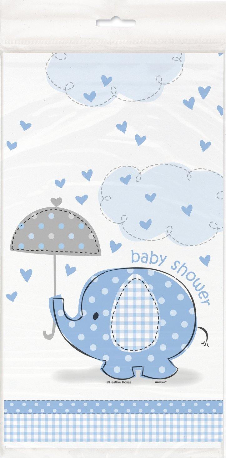Blue Umbrellaphants Baby Shower Plastic Tablecover - 137cm x 213cm - The Base Warehouse