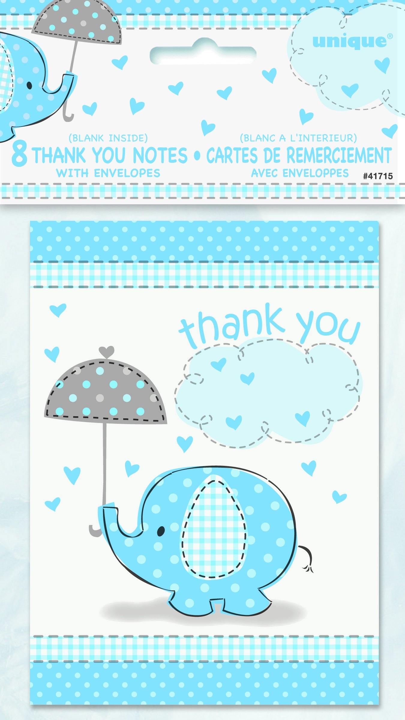 8 Pack Blue Umbrellaphants Thank You Notes with Envelopes - The Base Warehouse