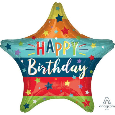 Happy Birthday Stars & Stripes Foil Balloon - 45cm - The Base Warehouse