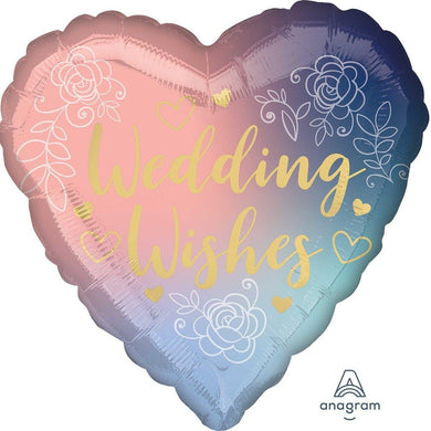 Twilight Lace Wedding Wishes Heart Foil Balloon - 45cm - The Base Warehouse