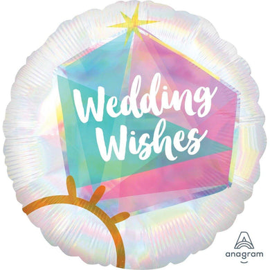 Holographic Iridescent Wedding Ring Round Foil Balloon - 45cm - The Base Warehouse