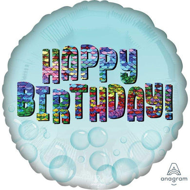 Happy Birthday Sequins Foil Balloon - 45cm - The Base Warehouse