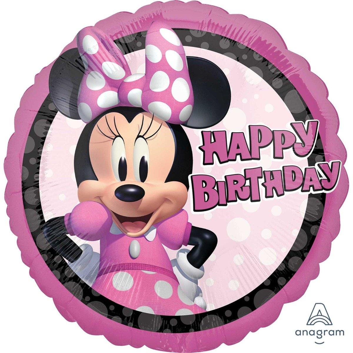 Minnie Mouse Forever HBD Round Foil Balloon - 45cm - The Base Warehouse