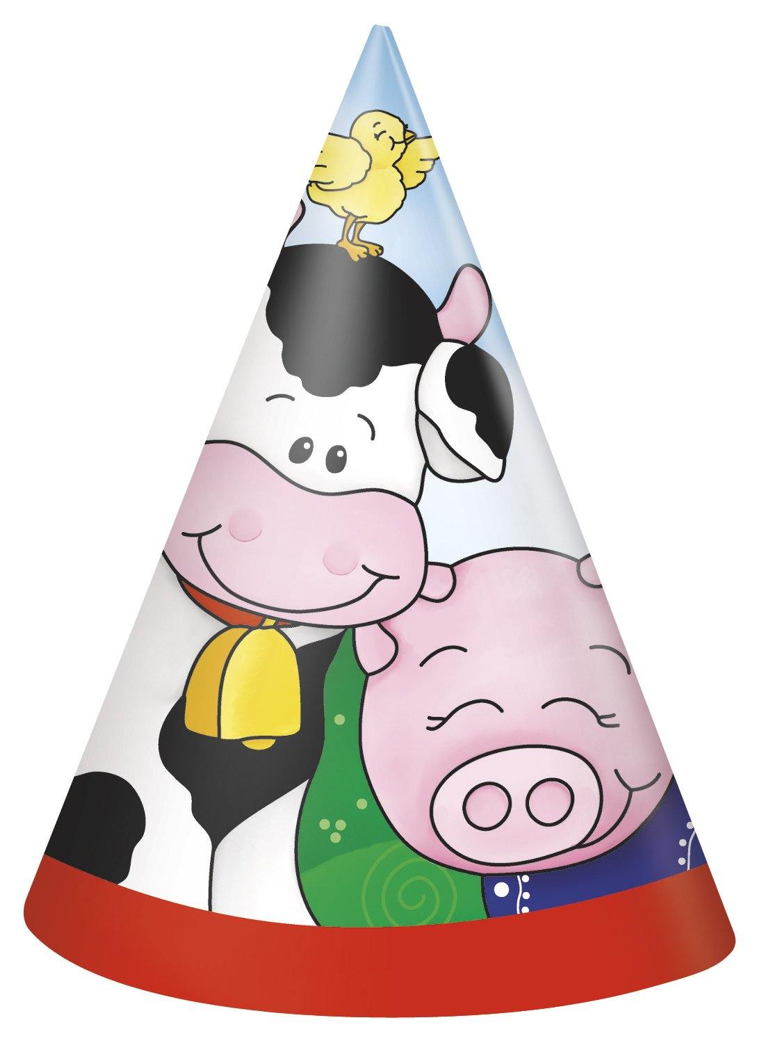 8 Pack Farm Friends Party Hats - The Base Warehouse