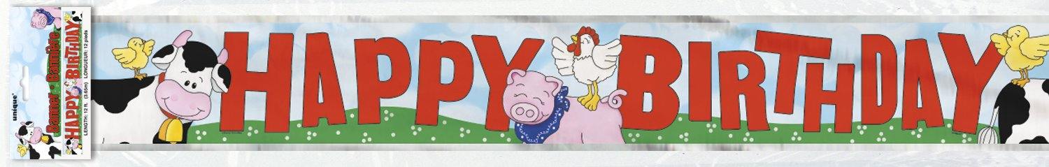 Farm Friends Happy Birthday Foil Banner - 3.6m