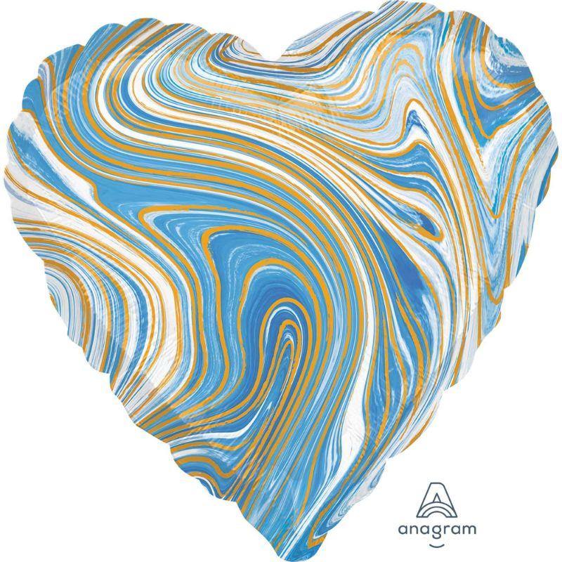 Marblez Blue Heart Foil Balloon - 45cm - The Base Warehouse