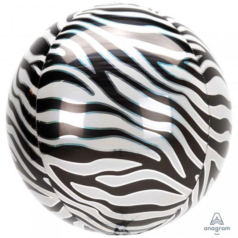 Orbz Zebra Print Foil Balloon - 40cm - The Base Warehouse