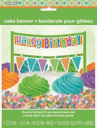 Citrus Dot Happy Birthday Cake Banner - 16.5cm