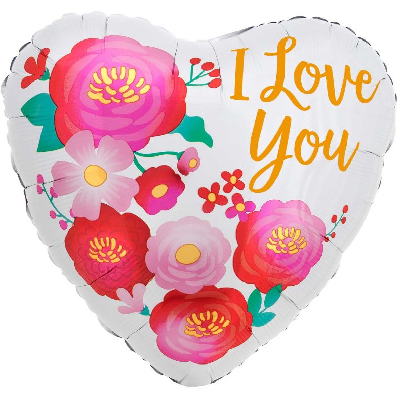 I Love You Ombre Flowers Heart Foil Balloon - 45cm