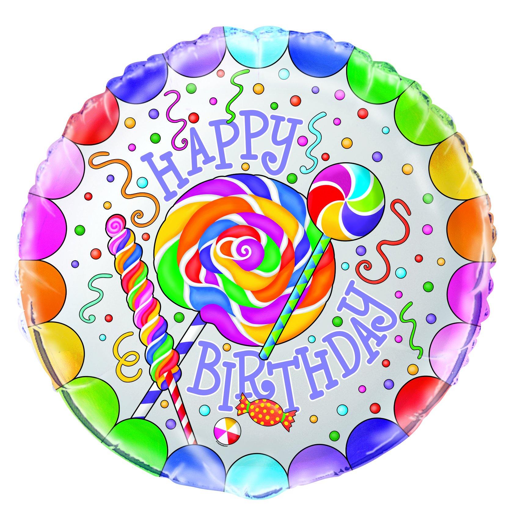 Happy Birthday Candy Party Round Foil Balloon - 45cm - The Base Warehouse
