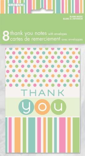 8 Pack Pastel Baby Shower Thank You Notes