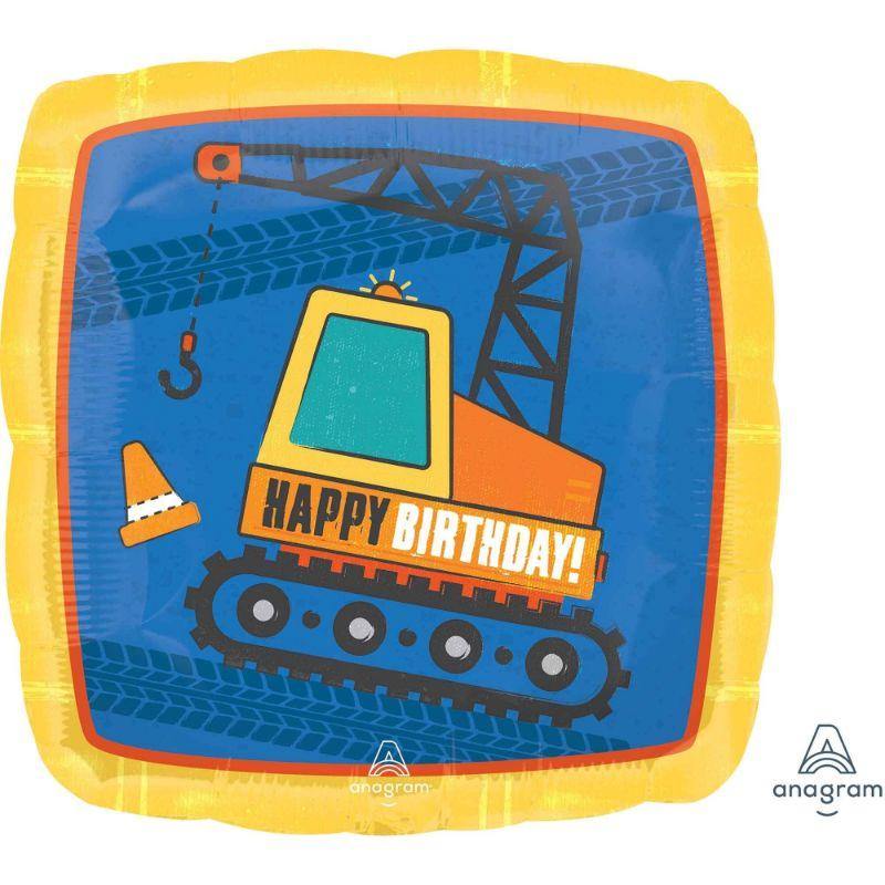 Construction Happy Birthday Foil Balloon - 45cm