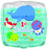 Load image into Gallery viewer, 1st Birthday Under The Sea Square Foil Balloon - 45cm
