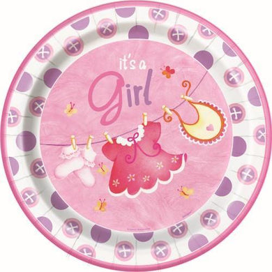 8 Pack Its a Girl Paper Plates - 23cm - The Base Warehouse
