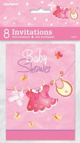 8 Pack Its a Girl Baby Shower Invitations with Envelopes - The Base Warehouse