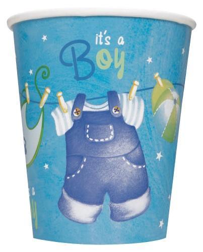 8 Pack Its a Boy Paper Cups - 270ml - The Base Warehouse