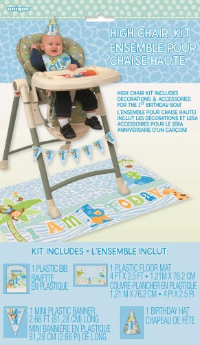 1st Birthday Blue Safari High Chair Kit