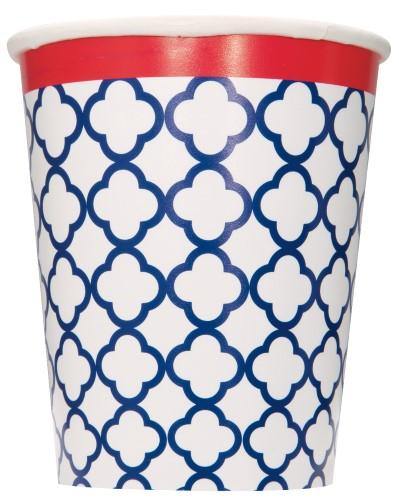 8 Pack Hamptons Quatrefoil Cups - 270ml - The Base Warehouse