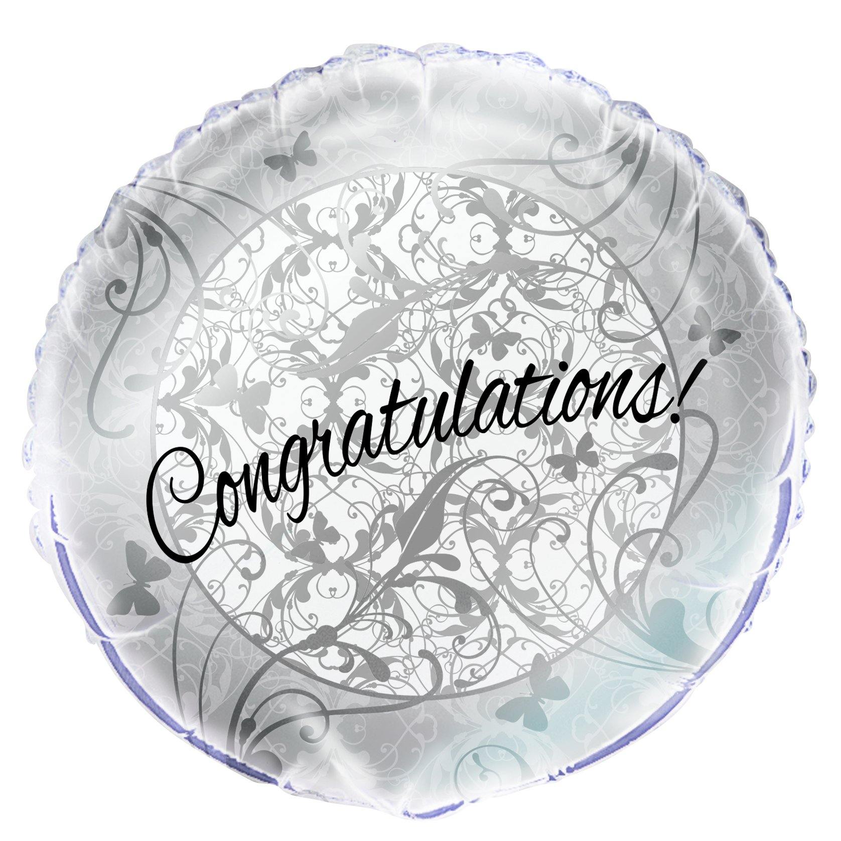 Congratulations Victorian Wedding Round Foil Balloon - 45cm - The Base Warehouse