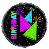 Load image into Gallery viewer, Happy Birthday Neon Party Round Foil Balloon - 45cm - The Base Warehouse
