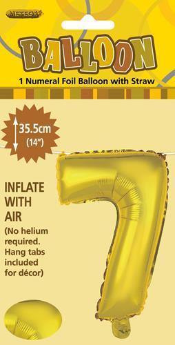 Gold Number 7 Foil Balloon - 35cm - The Base Warehouse