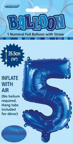 Royal Blue Number 5 Foil Balloon - 35cm - The Base Warehouse